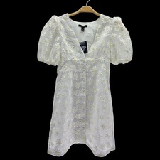 Forever 21 Women Sizs M White Short Sleeve Floral Dress