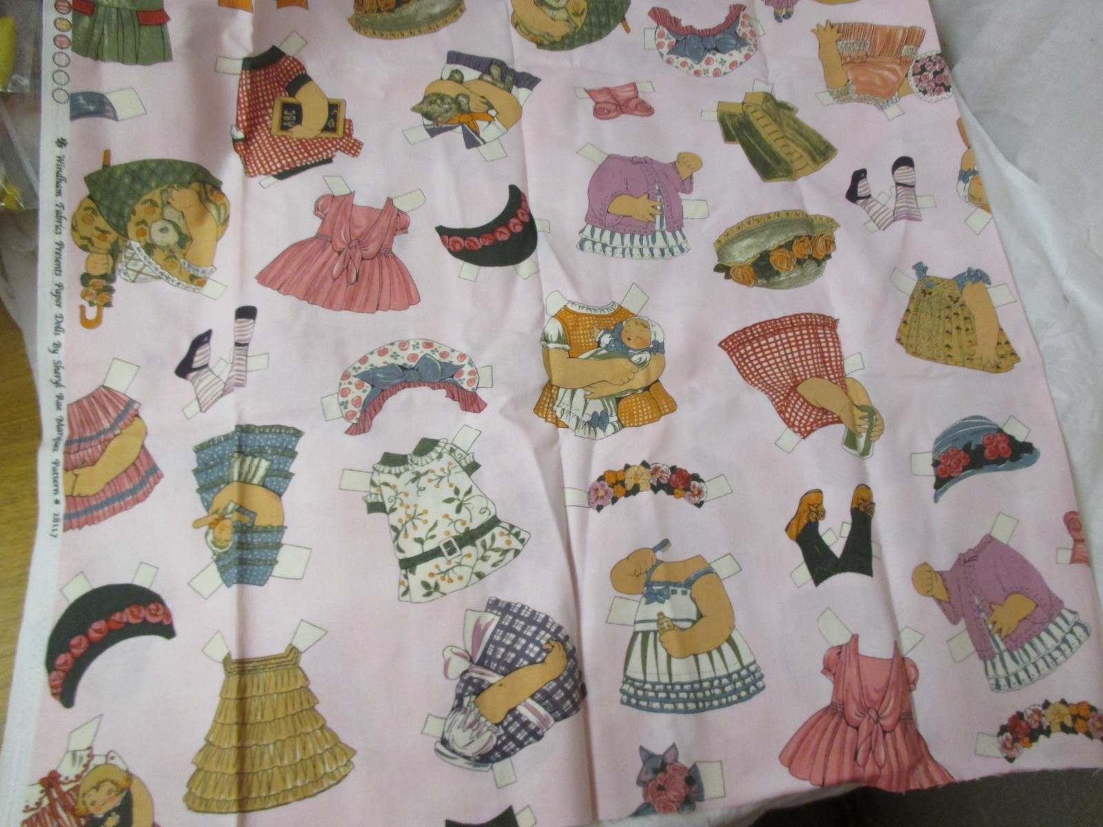 Vintage Windham Fabrics Cotton Material Paper Dolls by Sheryl Rae Marquez #28117