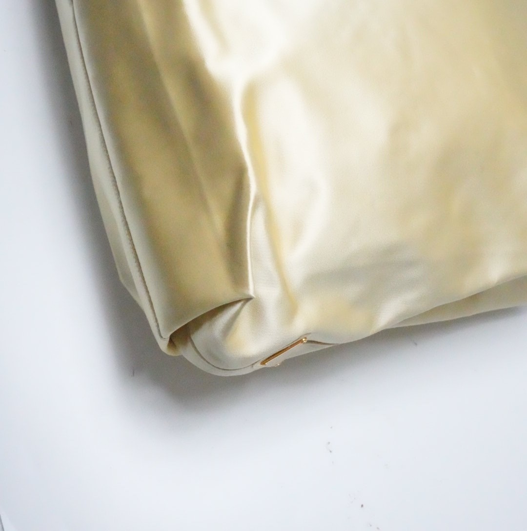 RARE!!!! Prada Shoulder Tote Bag Gold Satin Gold Chain image 8