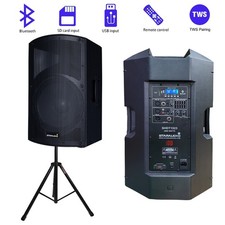 15" 4000W Peak Power PA Speaker W/ Audio Speaker Stand Height Tripod Universal