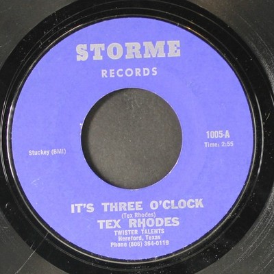 TEX RHODES: blue shadows / it's three o'clock STORME 7'' Single 45 RPM