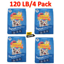 4 PCS- Friskies Seafood Sensations Salmon Tuna  Shrimp Dry Cat Food, 30-lb bag