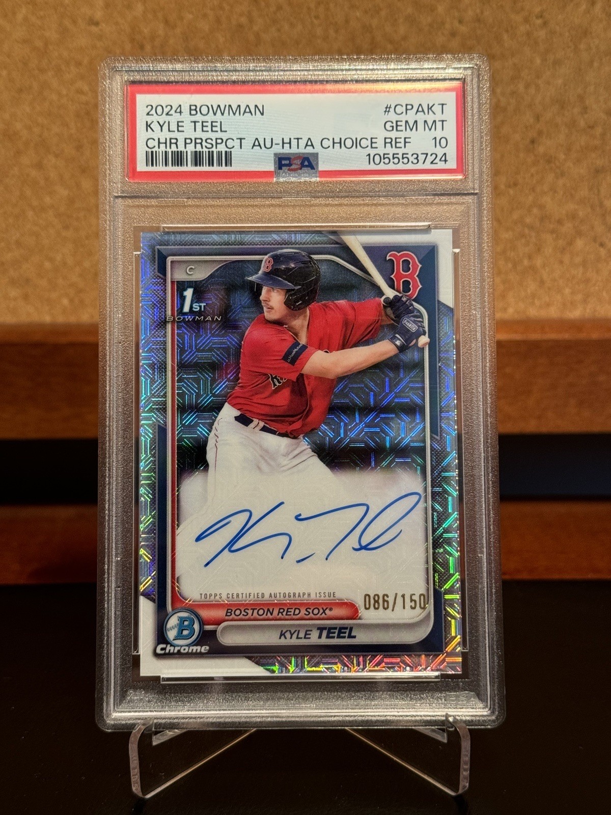 2024 BOWMAN CHROME HTA CHOICE REFRACTOR KYLE TEEL 1st AUTO /150 PSA 10 Gem Mint