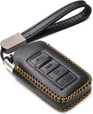 Vitodeco Genuine Leather Smart Key Fob Case Cover Protector 4-Button, Black 