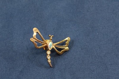 Vintage Pin Dragonfly Brooch Gold-plated With Decorative Stones Signed Avon