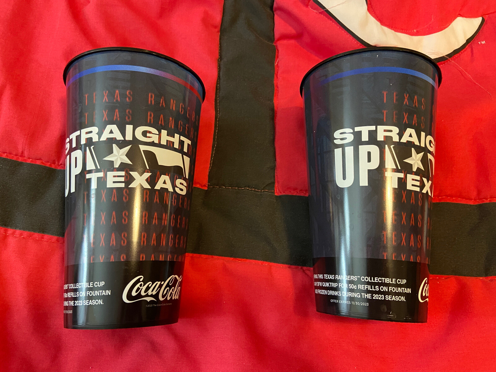 (2) 2023 WORLD SERIES CHAMPIONS TEXAS RANGERS SOUVENIR CUPS 2023 SEASON