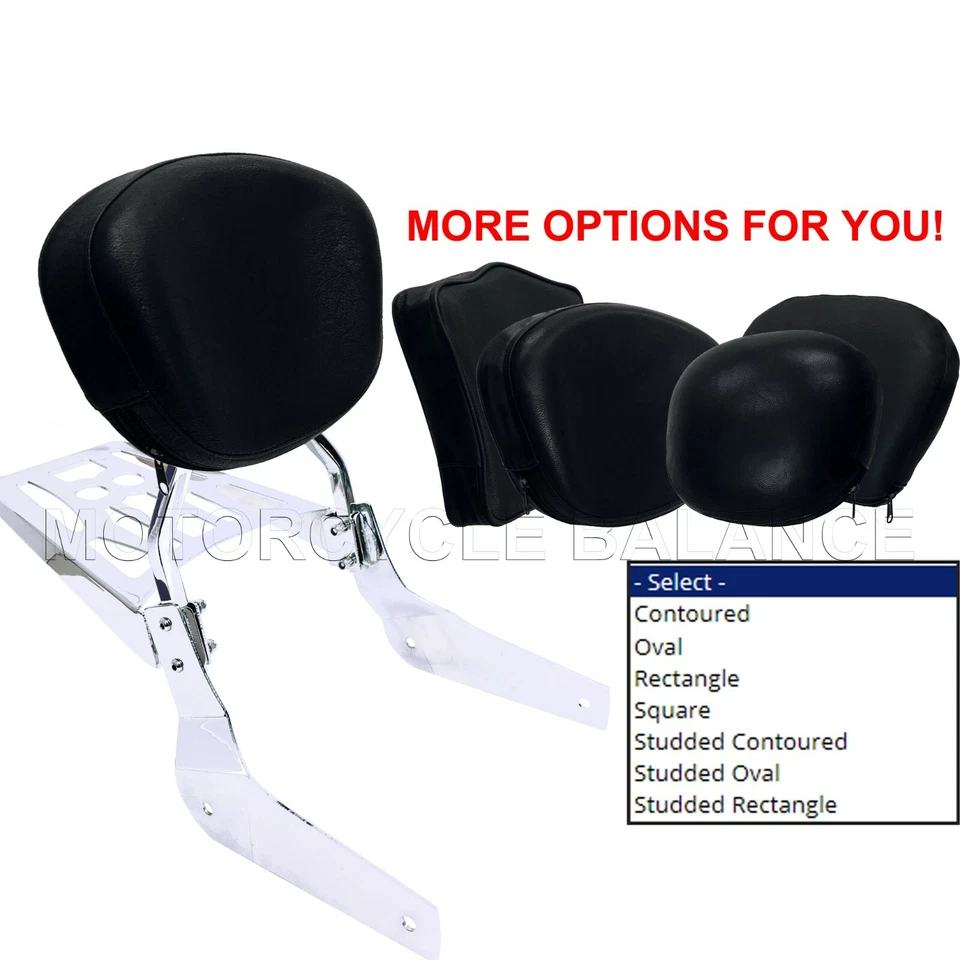 Encosto de barra cromado Sissy com bagageiro para 2004-up Honda Shadow Aero VT750 - Imagem 3 de 4