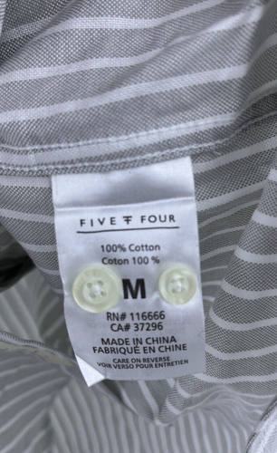 New Five Four Valmont Mens Long Sleeve Button Up Dress Shirt Striped Medium Grey - Picture 5 of 7