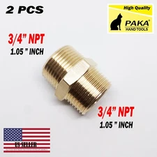 2 X Brass Pipe Hex Nipple 3/4" Male NPT X 3/4" Male NPT Fitting Fuel,Oil,Gas....