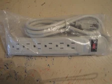 8ft Cord Flat Plug w/ 6-Outlet Power Strip #M1