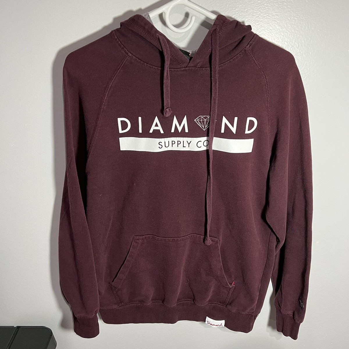 Diamond Supply Co Burgundy White Pullover Sweatshirt Hoodie Mens