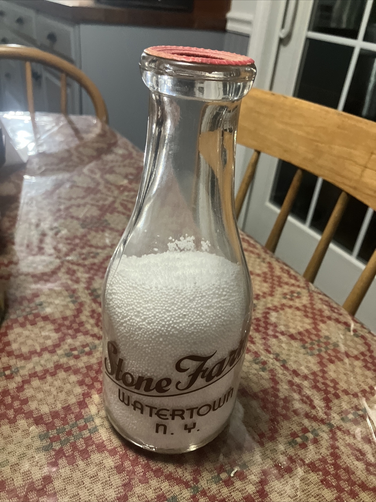 ACL Round Quart Milk Bottle Stone Farms Watertown NY MINT eBay