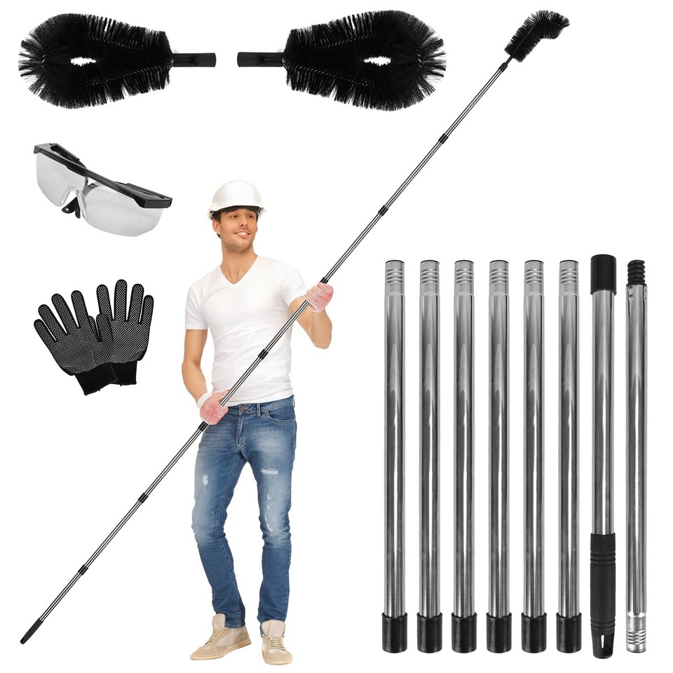 11.5FT Gutter Cleaning Brush Extendable Telescoping Handle Rain Gutter ...