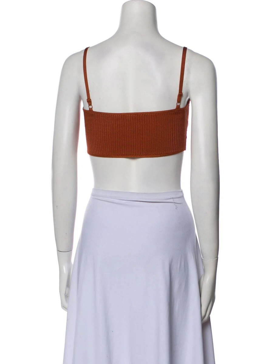 Cult Gaia Elka Twist Ribbed Knit Crop Top Brown Sleeveless Blouse Size Small View 5