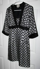 Vintage 100 Silk MILLY of NEW YORK Mod Geometric Dress Size 2 Black Gray White