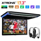 XTRONS 17.3" FHD Screen Car Roof Mounted Monitor HDMI Player 1080P TV + Headsets