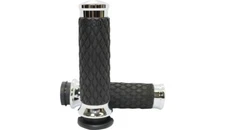 AVON Chrome Diamond Contour Hand Grips for Harley Cable Throttle DIA-60-CH