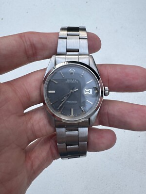 1974-1975 Vintage Rolex Oyster Perpetual 6694 34mm Manual Wind Grey Dial