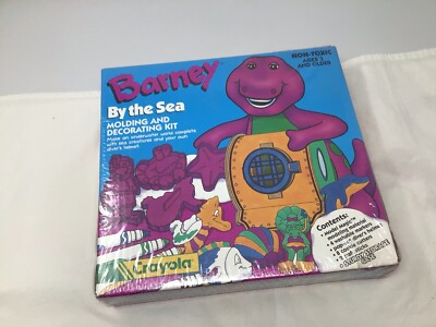 Vtg Barney By The Sea 1993 Crayola Decorating Kit Cookie Cutters Sealed Box (FL)
