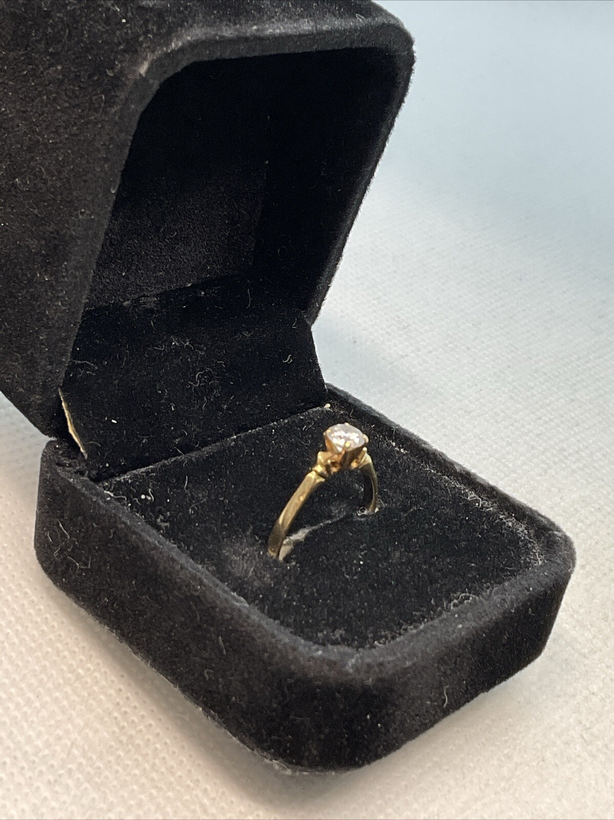 ELEGANT Solid 13K Yellow Gold Solitaire Round Whi… - image 14