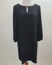 Tahari Arthur S Levine Dress Womens 8 Black Long Sleeve Peeophole Exposed Zipper