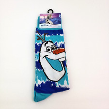 Disney Frozen Adult Size 6-12 Blue Fun Graphic Novelty Crew Socks 1 Pack