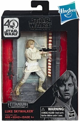 Hasbro Star Wars 40th Black Series Titanium Luke Skywalker Die Cast Figur Neu
