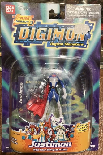 * Digimon Digital Monsters New Season 3 JUSTIMON Figure Digi-Warriors VERY RARE