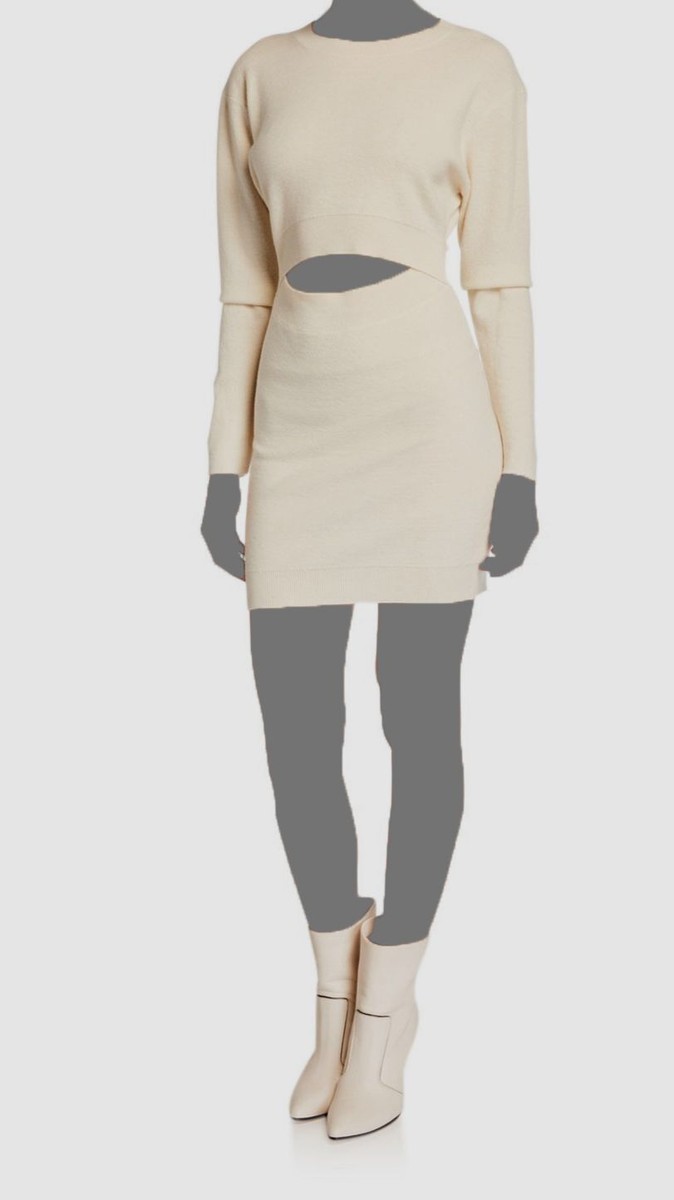 $495 IRO Women's Ivory Devlin Wool-Cashmere Cutout Dress Size Large