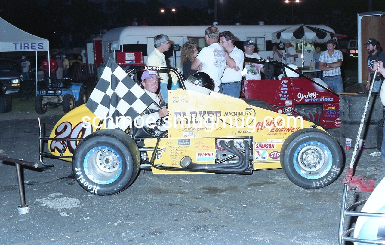 VINTAGE RACING PHOTO 8X10 #2421-13; BOB FREY, 1990 BERLIN, USAC SPRINT ...