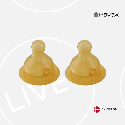 HEVEA Standard Neck Baby Bottle Nipples, 2-Pack | Anti Colic Newborn Milk Teat