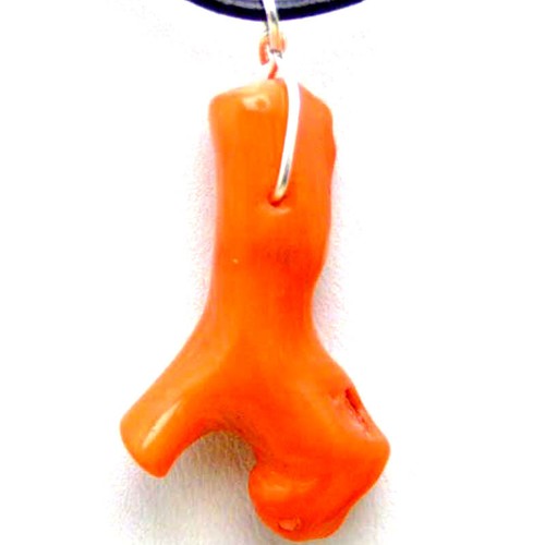 Collier pendentif 5*40 mm branche orange corail naturel pour femmes bijoux nec5607 - Photo 1 sur 5