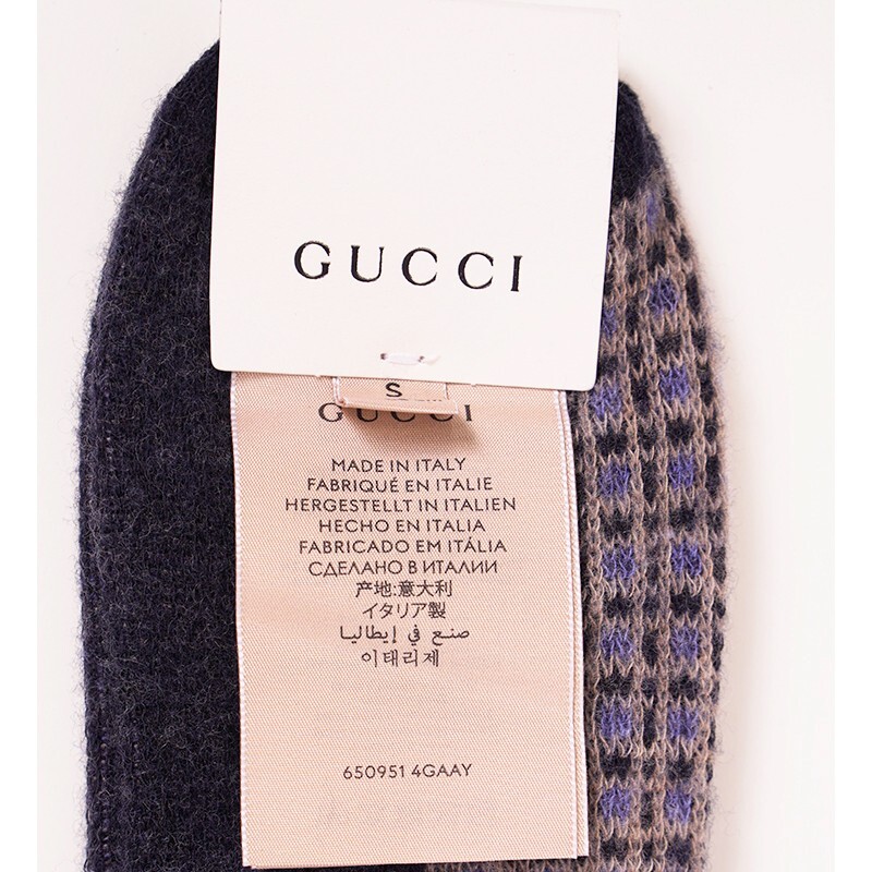 sz S NEW $195 GUCCI Men's Wool Grey Blue Pattern INTERLOCKING LOGO