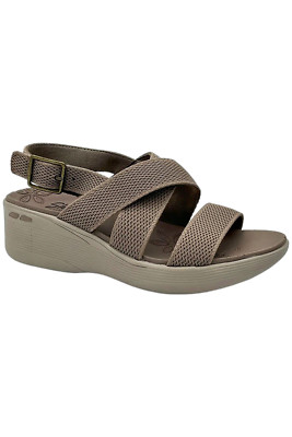 Skechers Pier-Lite Vegan Washable Sling-Back Wedges Night Owl Mocha | eBay