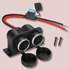 Waterproof Power Dual Socket Car Motorcycle Cigarette Lighter Plug 12V Outlet