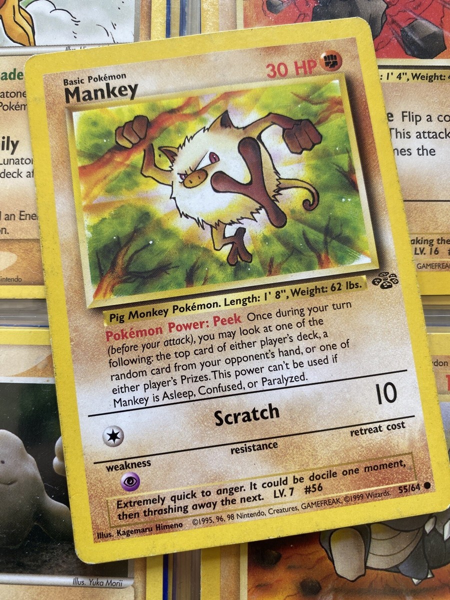1st Edition Mankey 55/64 Jungle Set - Pokemon Card - 1999 Great Condition