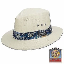 Panama Jack Woven Matte Toyo Safari Hat, UPF 50+ UVA/UVB Sun Protection, 2 1/2"