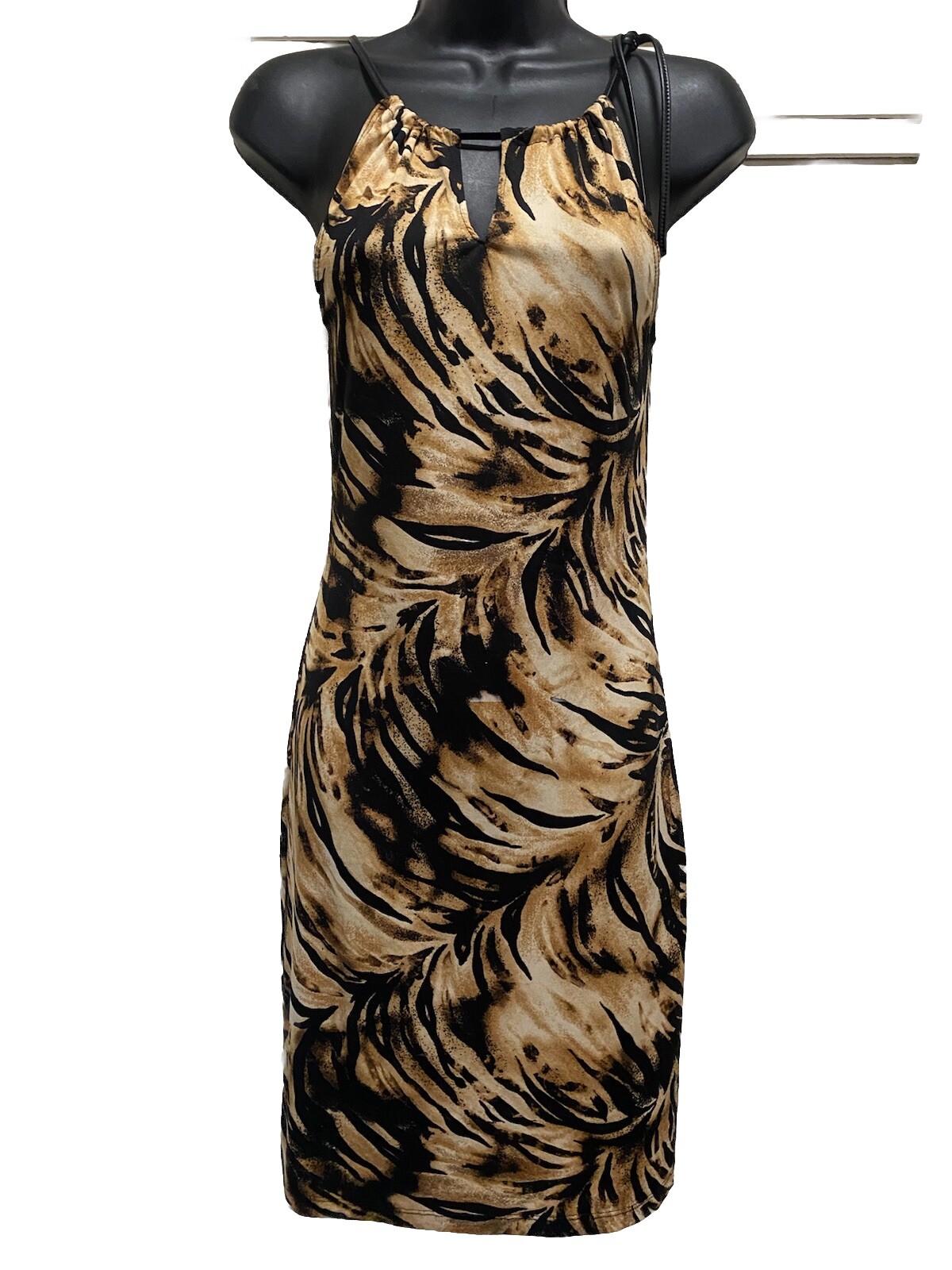 Tiger Print Bodycon Dress with Neck Strap No Appt Needed Size XS  