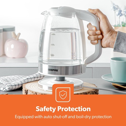 Geepas Electric Kettle 4 Slice Bread Toaster & Microwave Kitchen Set White - Picture 10 of 12