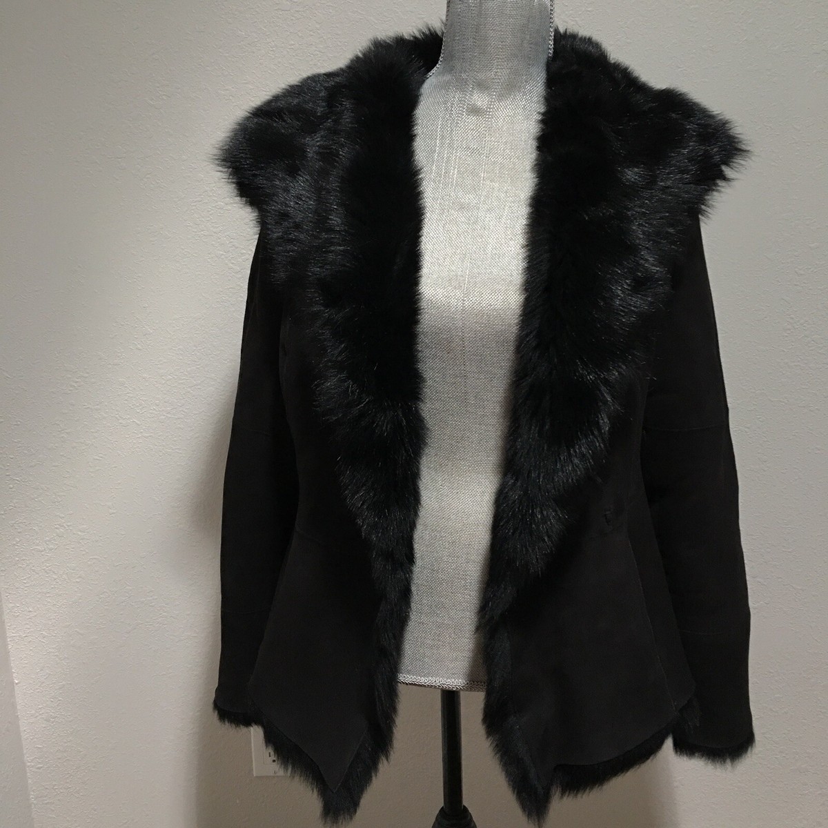 UGG KARLENE Toscana Fur Shearling Coat Jacket Black Size S Small
