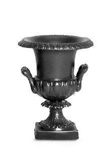 Pair of Cast Aluminum Garden Patio Planter Urn with Handles - Antique Repro.