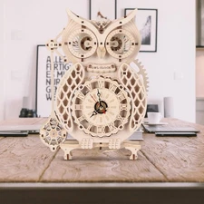 Mechanical Wooden 3D Puzzle - Owl Clock - 115 Pcs - BRAND NEW