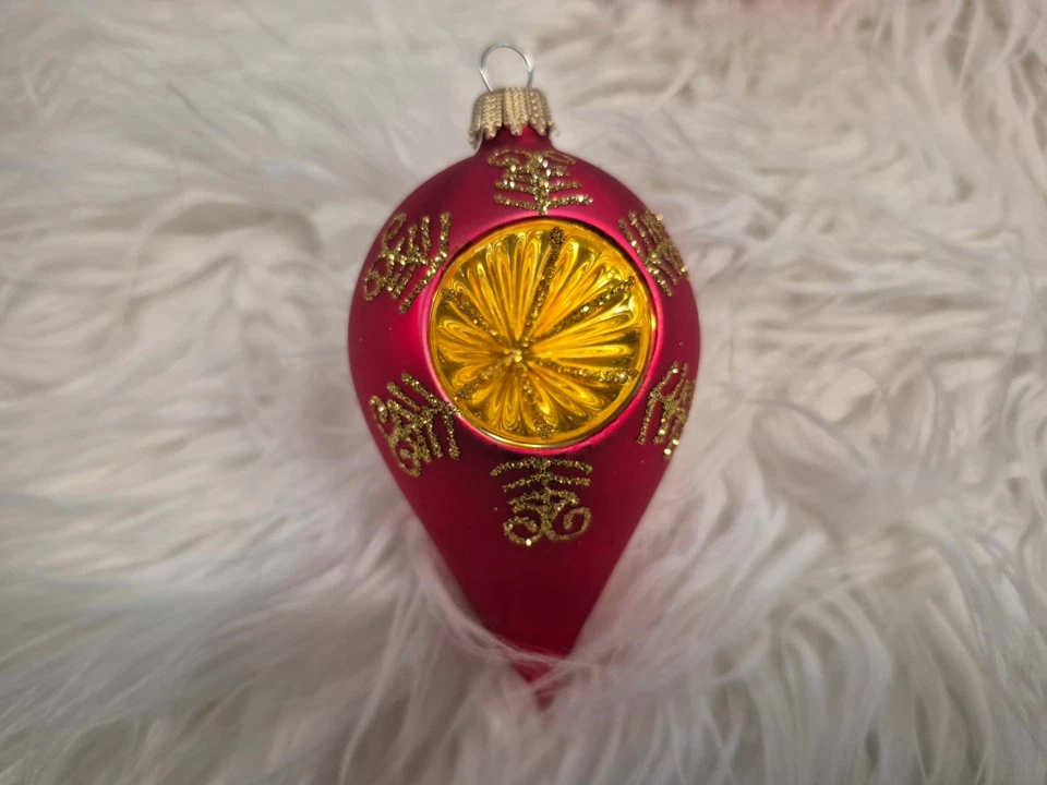 Reflex Christbaumkugel Weihnachtskugel Christbaumschmuck Krebs Lauscha rot gold - Bild 4 von 4