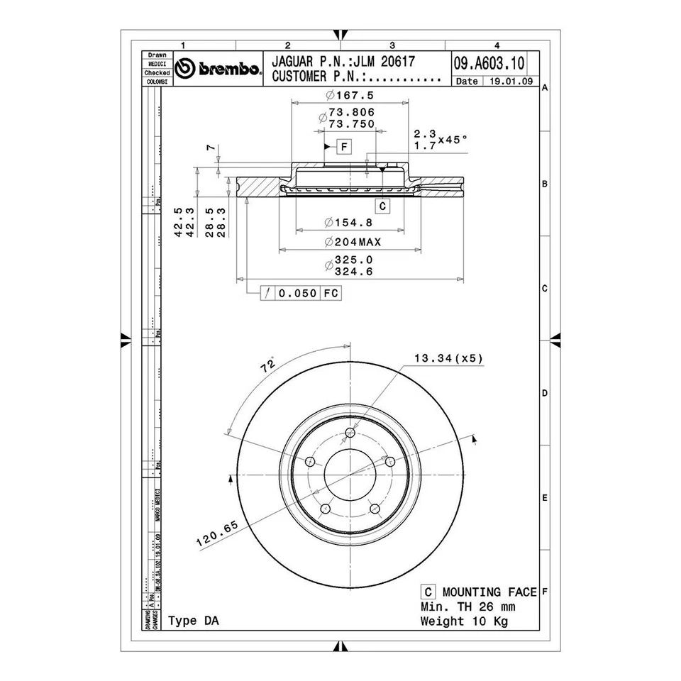 Kit de frenos delanteros Brembo rotores de disco pastillas bajas para Jaguar Vanden Plas XJR XK8 Foto 4 de 4