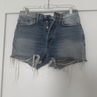 RE/DONE Women's Blue Denim Cut-Off Shorts Size 26 Medium Wash 5-Pocket Button — photo 1