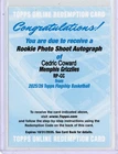 2025-26 Topps Cedric Coward Rookie Photo Shoot Auto Redemption Grizzlies RP-CC