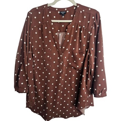 Torrid Womens Harper Polka Dot Blouse Plus Size 2X Classic Preppy Career Corp