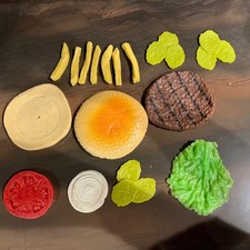 Vintage Burger King Whopper Cheeseburger Play Pretend Food MTC 1987 with Fries