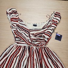 Anna Sui Silk Striped Dress Women 13 Multi-Color NEW Designer Boho Target