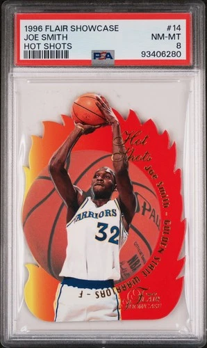 1996-97 Flair Showcase Hot Shots Joe Smith #14 Die-Cut Insert PSA 8 Warriors